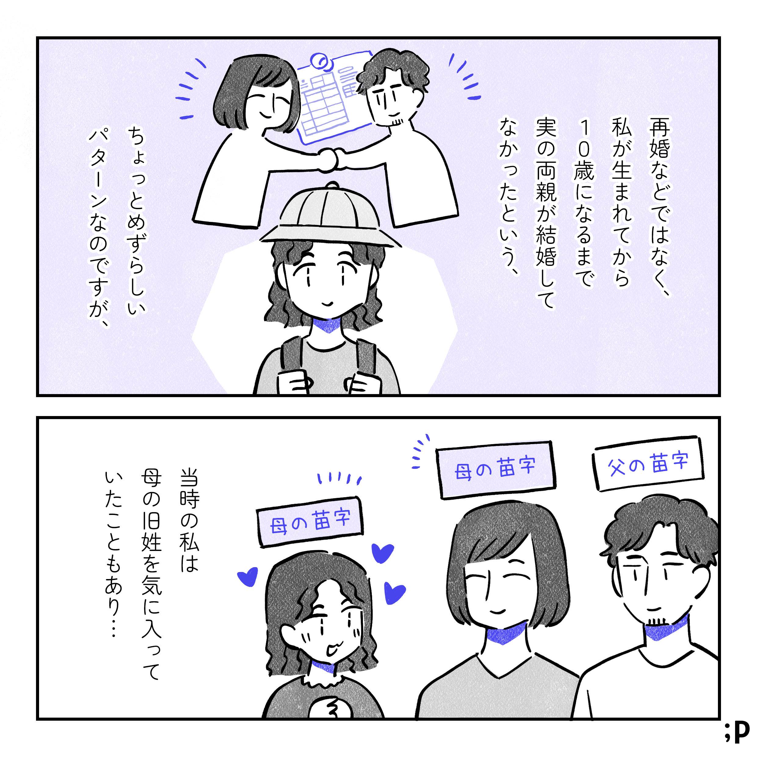 再婚などではなく、私が生まれてから10歳になるまで実の両親が結婚していなかったという、ちょっとめずらしいパターンなのですが、当時の私は母の旧姓を気に入っていたこともあり…。